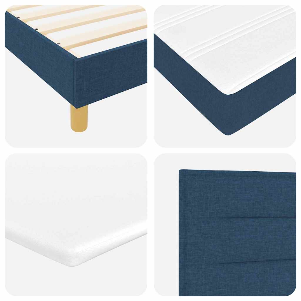 Lit à Ressorts avec matelas Bleu 200 x 200 cm tissu