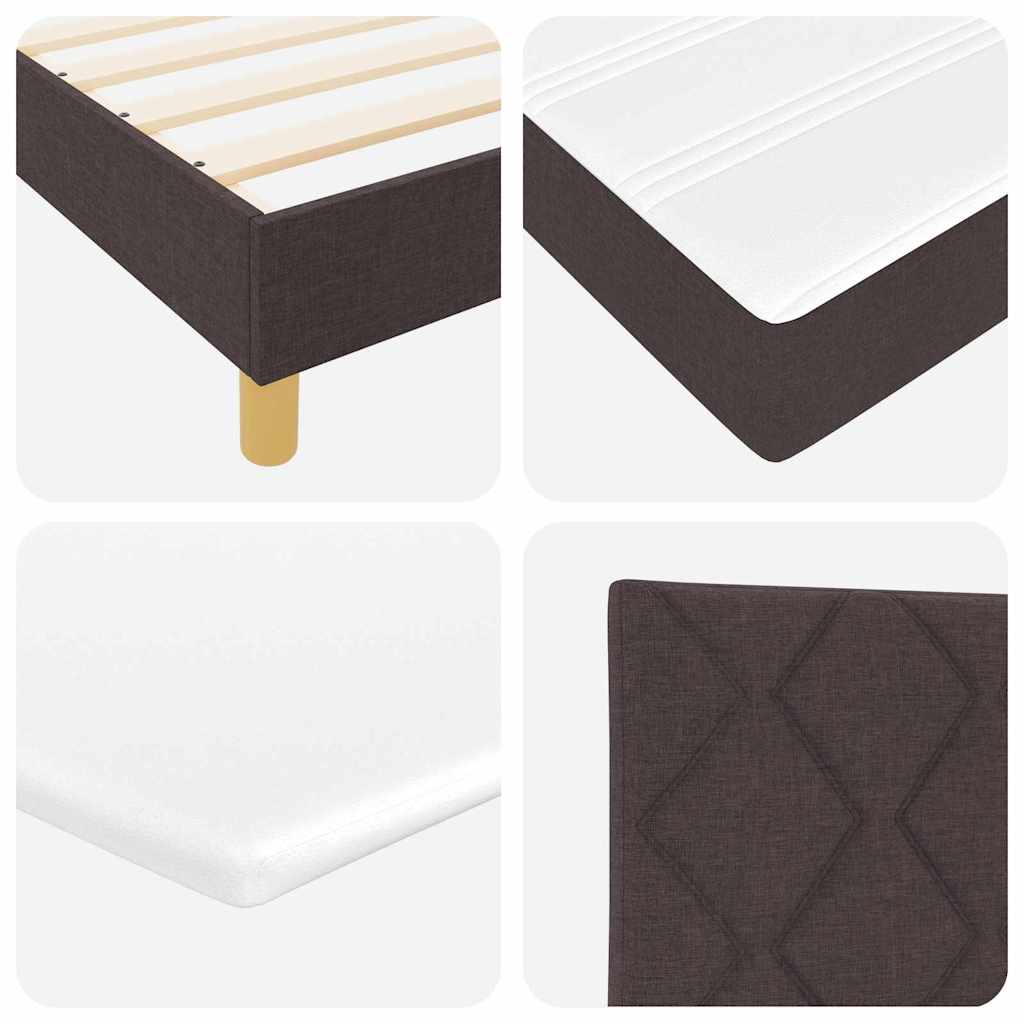 Lit à ressorts avec tête de lit Marron foncé 190 x 90 cm tissu - XIOS