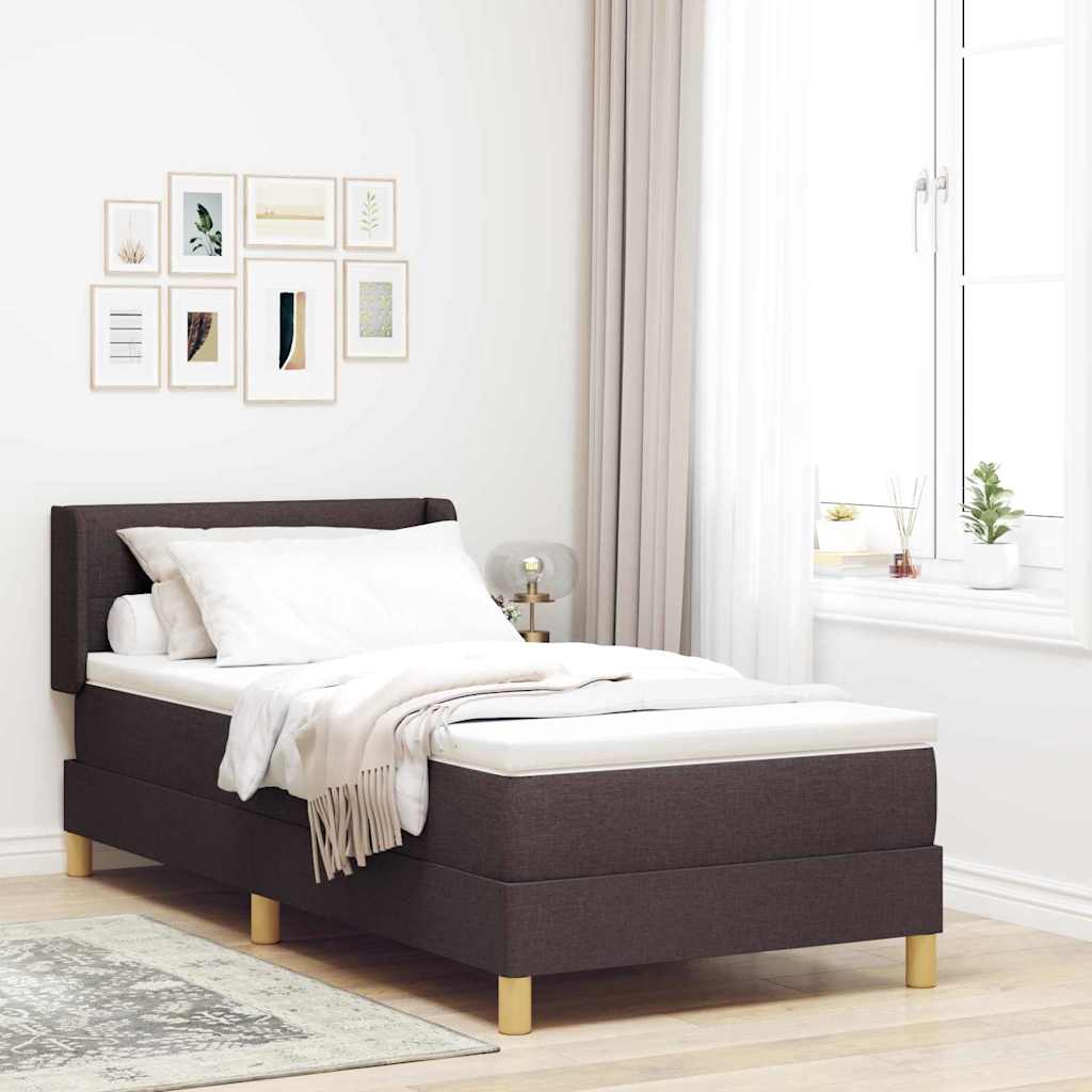 Lit à ressorts avec tête de lit Marron foncé 190 x 90 cm tissu - XIOS