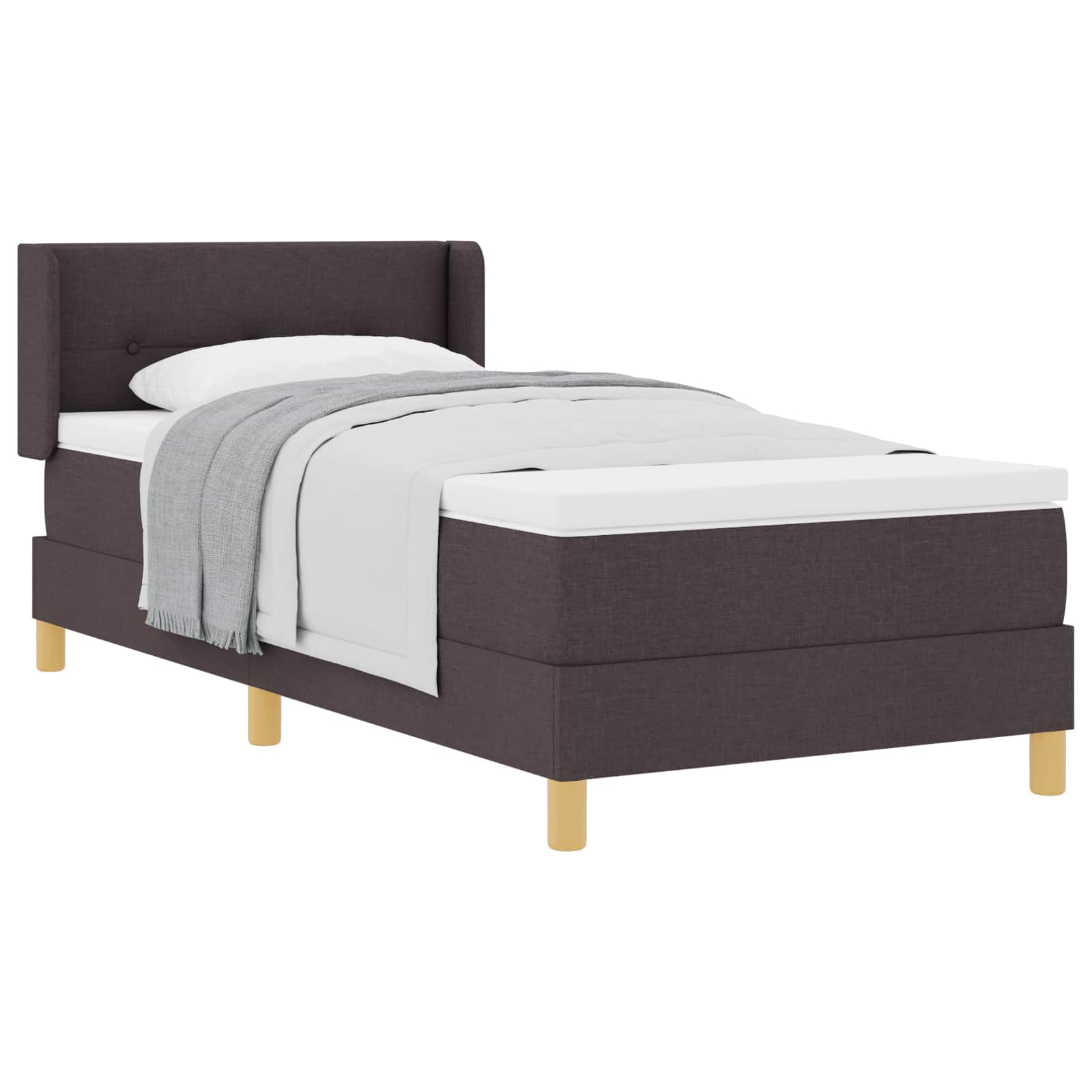 Lit à ressorts avec tête de lit Marron foncé 190 x 90 cm tissu - XIOS
