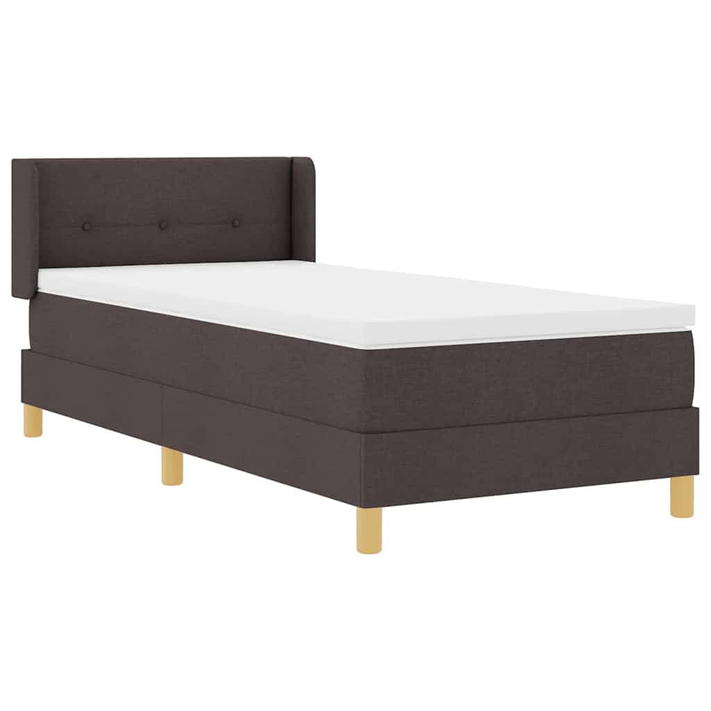 Lit à ressorts avec tête de lit Marron foncé 190 x 90 cm tissu - XIOS