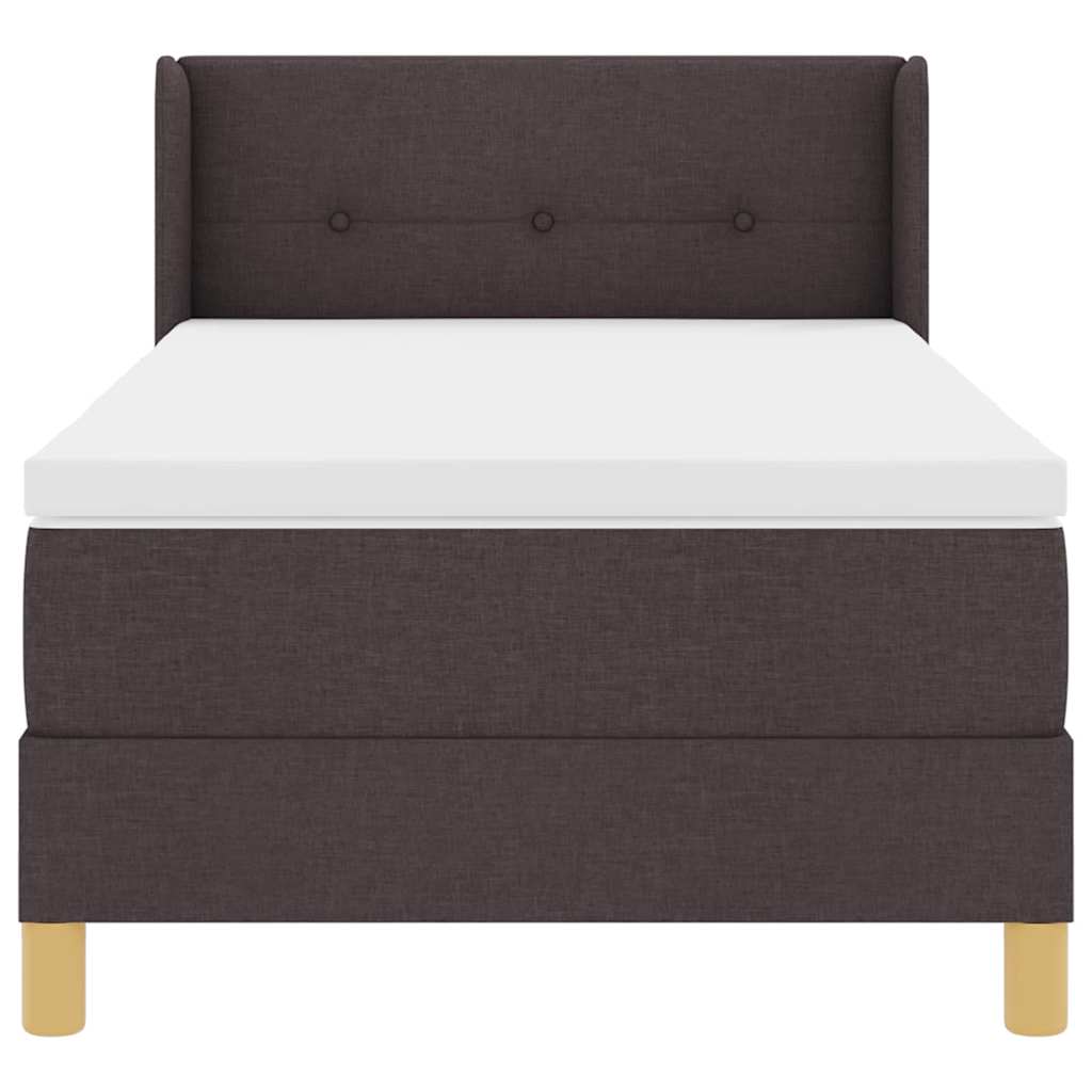 Lit à ressorts avec tête de lit Marron foncé 190 x 90 cm tissu - XIOS