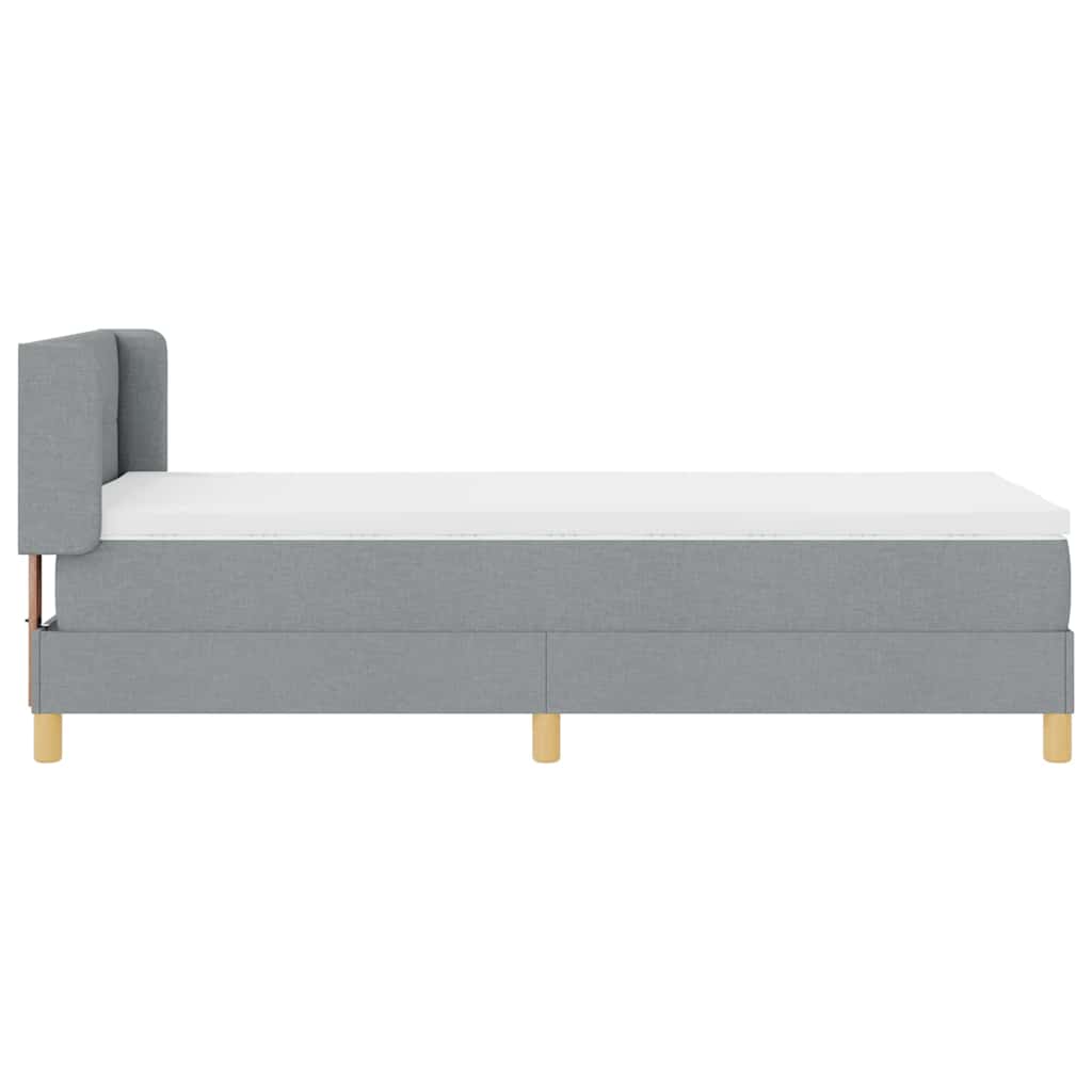 Lit à ressorts avec tête de lit Gris clair 200 x 100 cm tissu