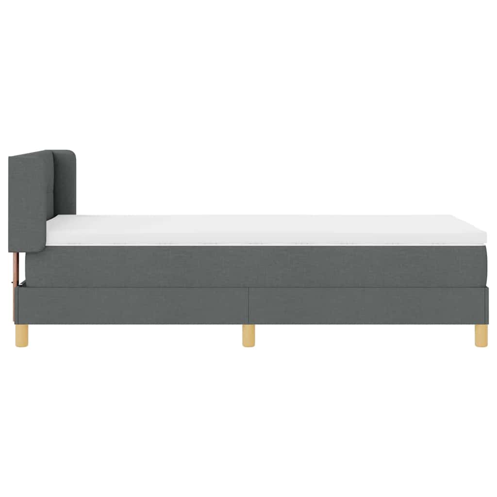 Lit à ressorts avec tête de lit Gris foncé 200 x 100 cm tissu