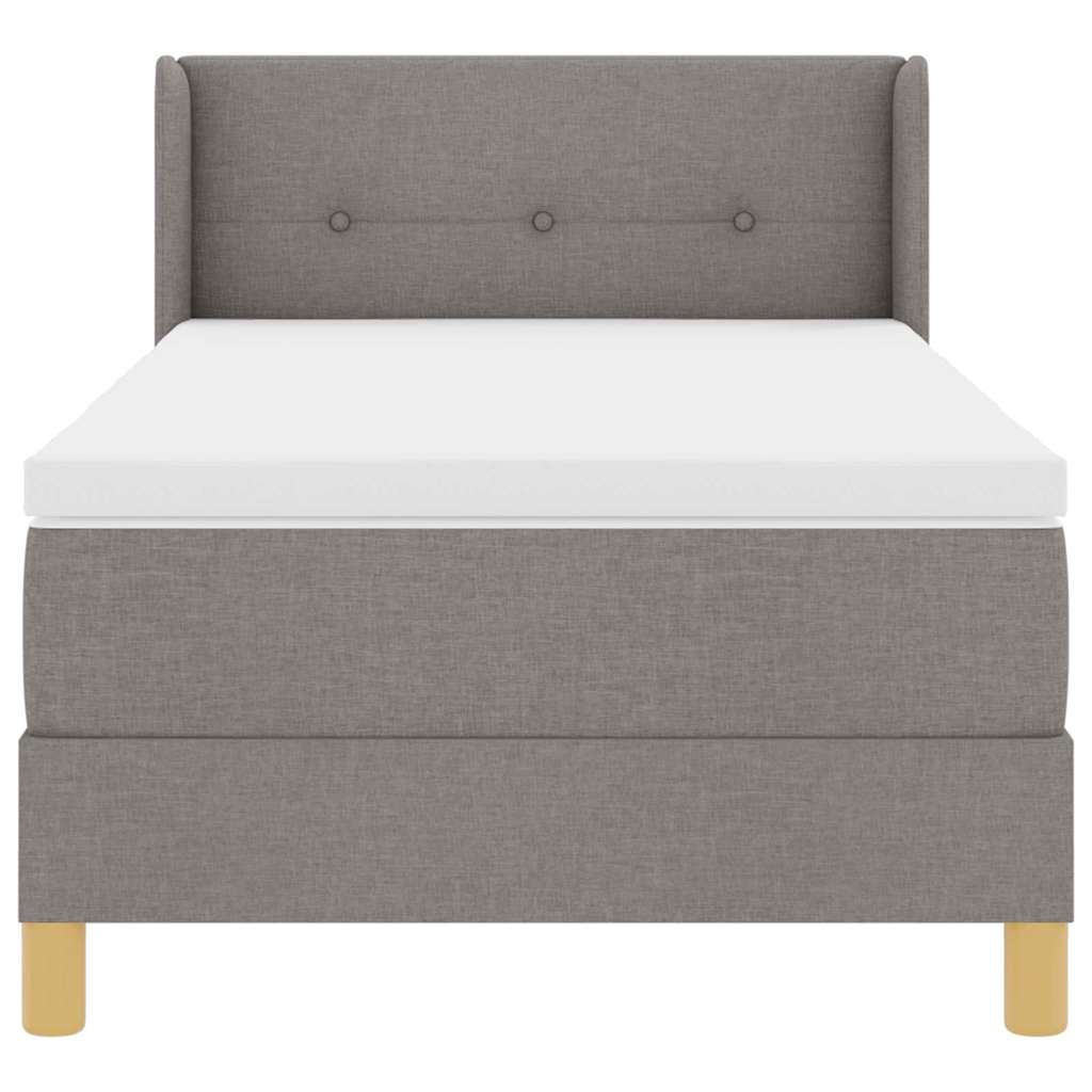 Lit à ressorts avec tête de lit Taupe 200 x 100 cm tissu