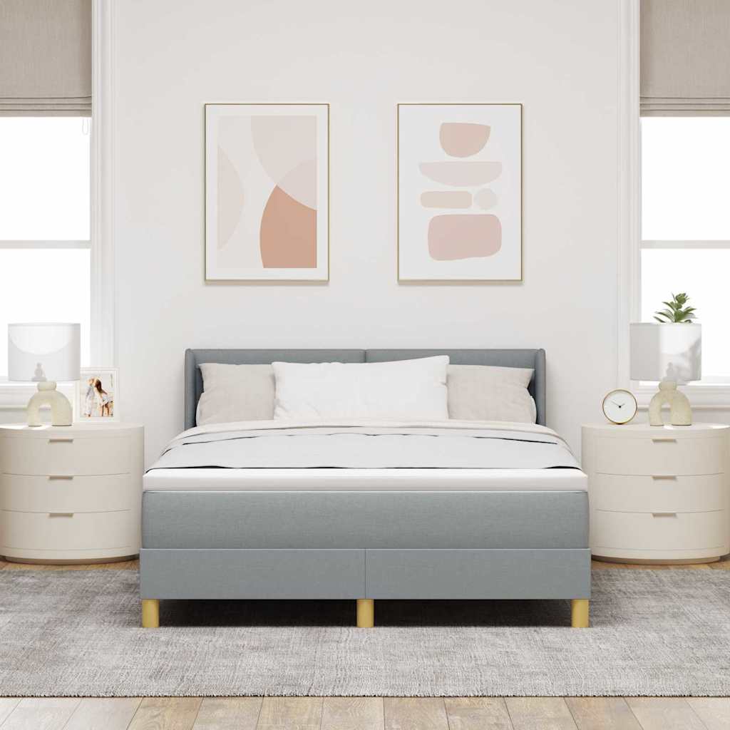 Lit à ressorts avec tête de lit Gris clair 190 x 140 cm tissu - XIOS