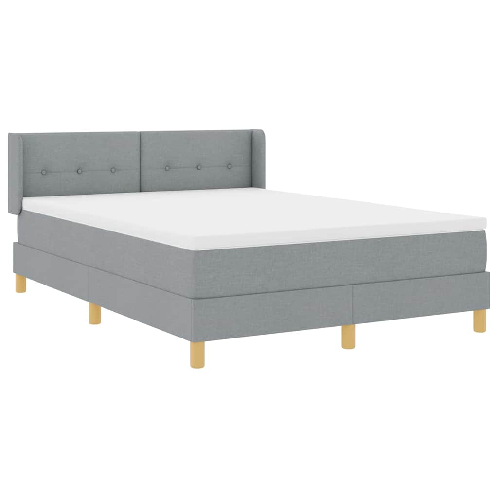 Lit à ressorts avec tête de lit Gris clair 200 x 140 cm tissu - XIOS