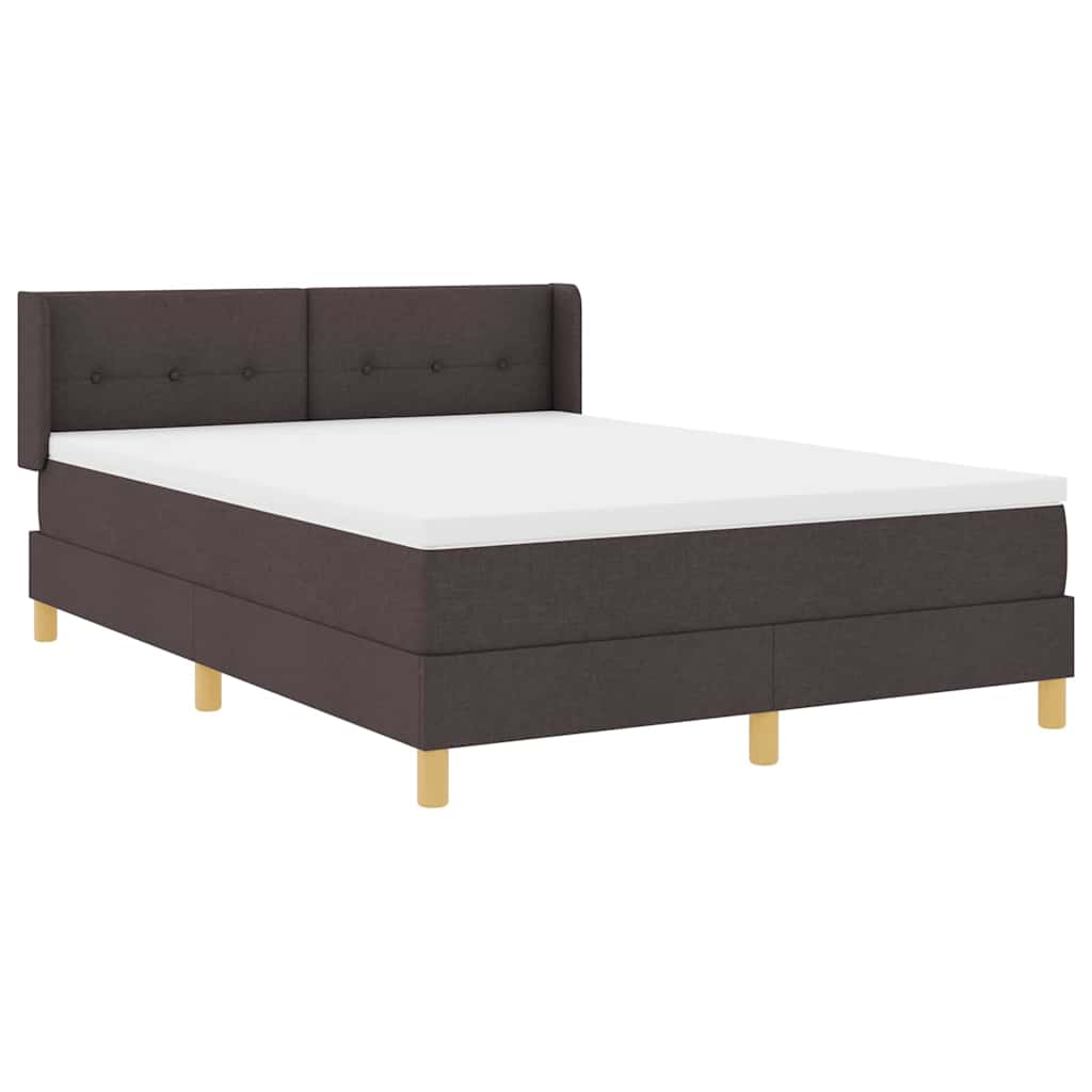 Lit à ressorts avec tête de lit Marron foncé 200 x 140 cm tissu - XIOS