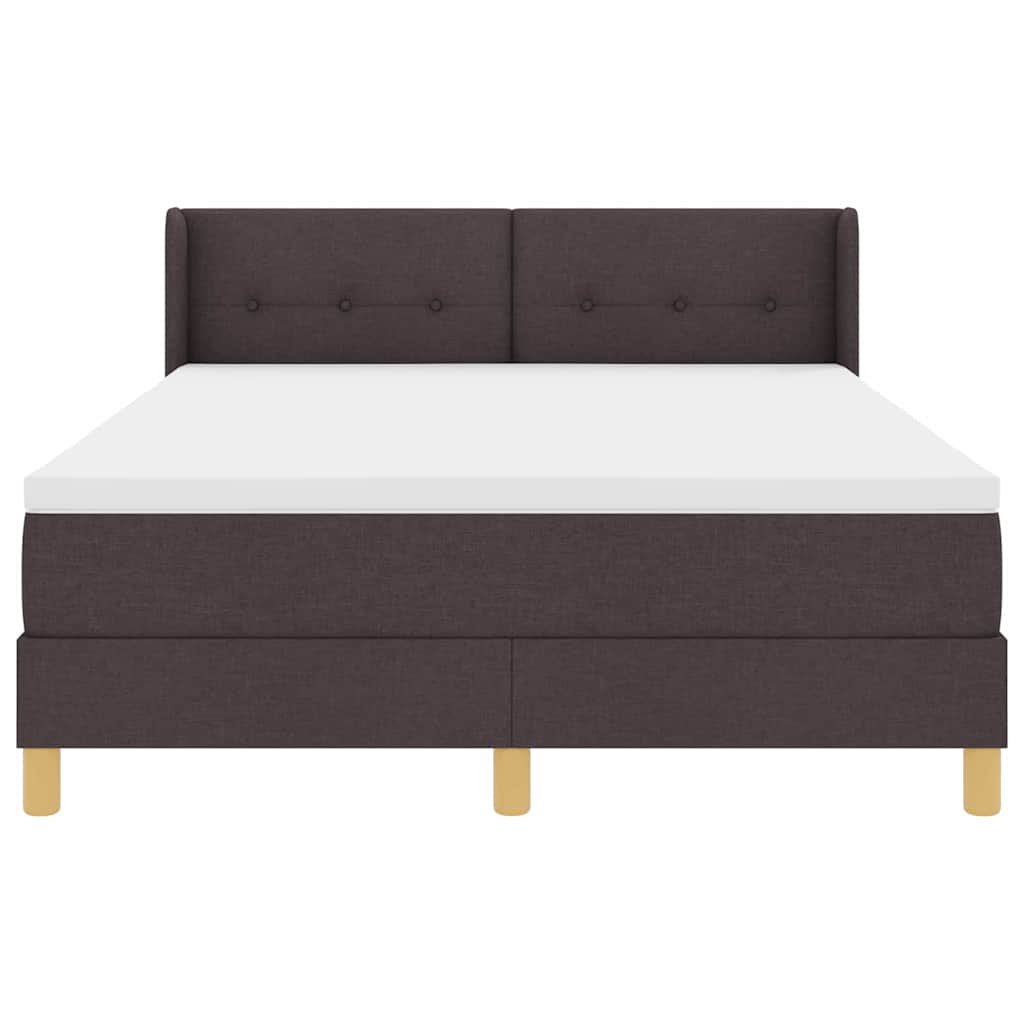 Lit à ressorts avec tête de lit Marron foncé 200 x 140 cm tissu - XIOS