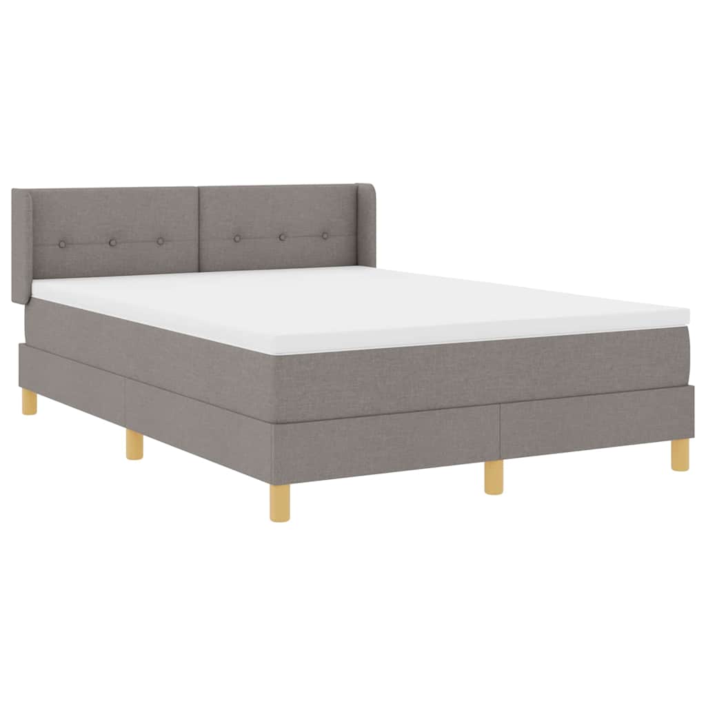 Lit à ressorts avec tête de lit Taupe 200 x 140 cm tissu - XIOS