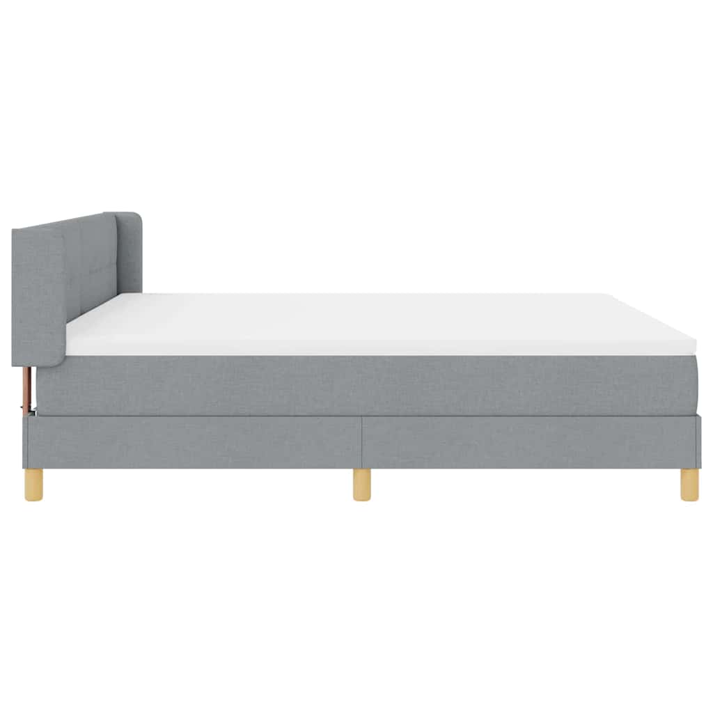 Lit à ressorts avec tête de lit Gris clair 200 x 180 cm tissu