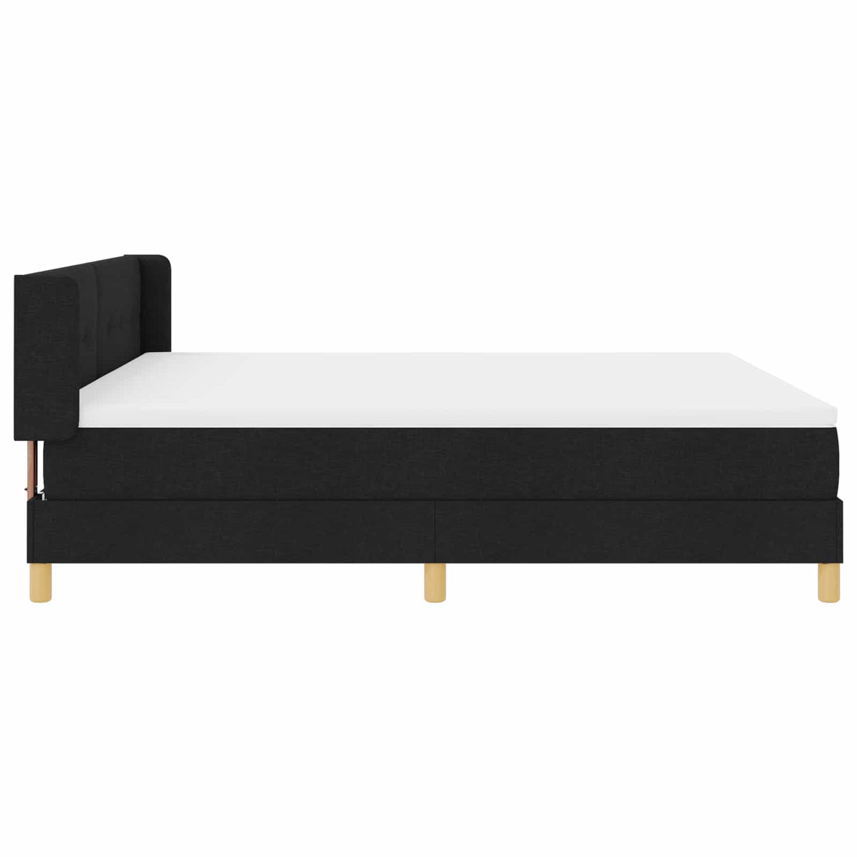 Lit à ressorts avec tête de lit Noir 200 x 180 cm tissu