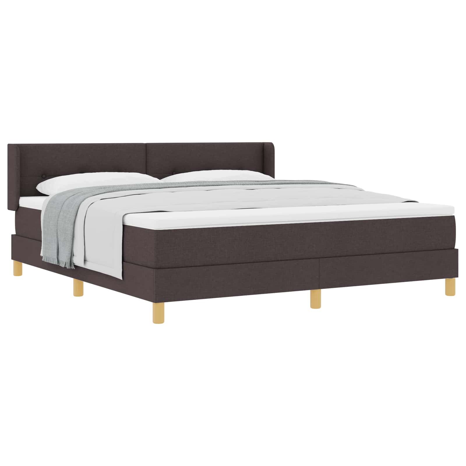 Lit à ressorts avec matelas Marron foncé 200 x 180 cm Polyester - XIOS