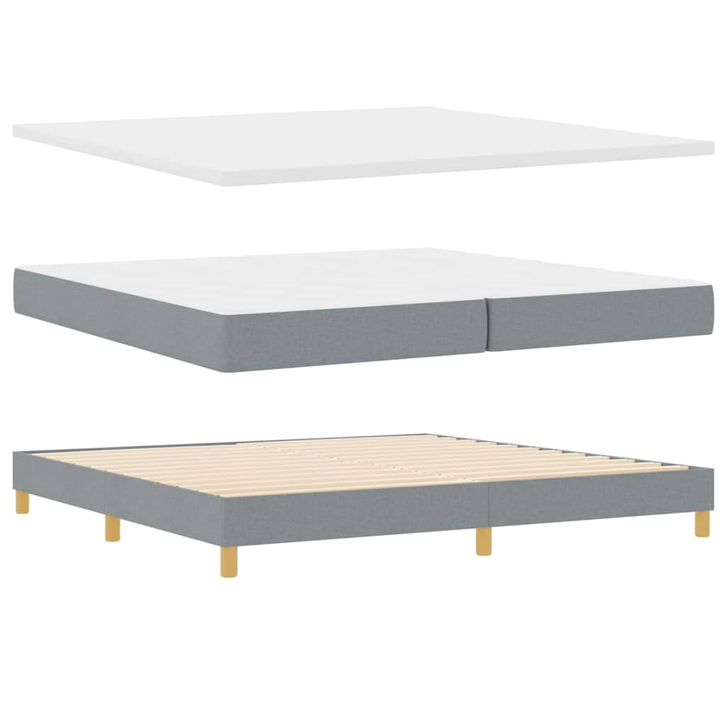 Lit à Ressorts avec matelas Gris clair 200 x 200 cm tissu
