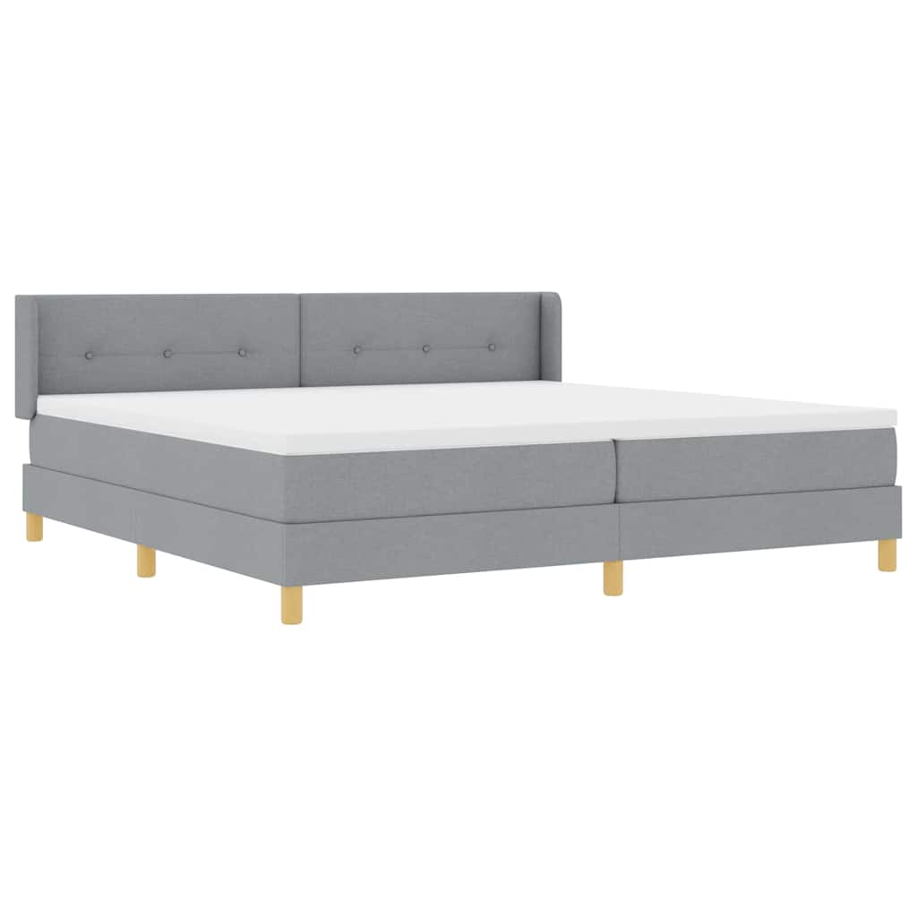 Lit à Ressorts avec matelas Gris clair 200 x 200 cm tissu