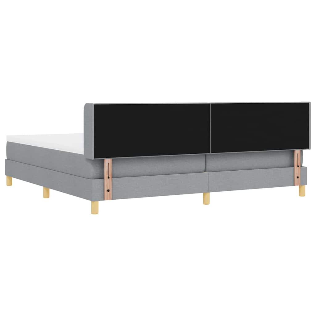 Lit à Ressorts avec matelas Gris clair 200 x 200 cm tissu