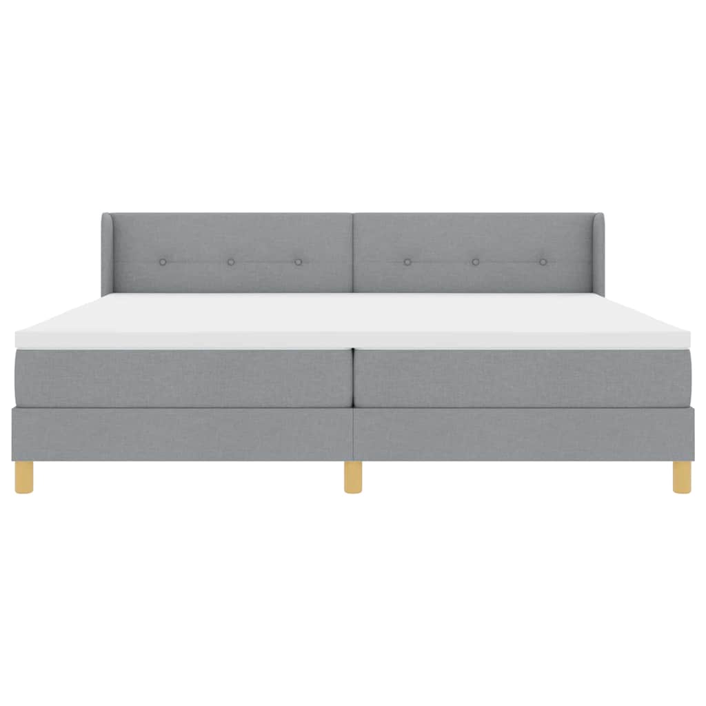 Lit à Ressorts avec matelas Gris clair 200 x 200 cm tissu