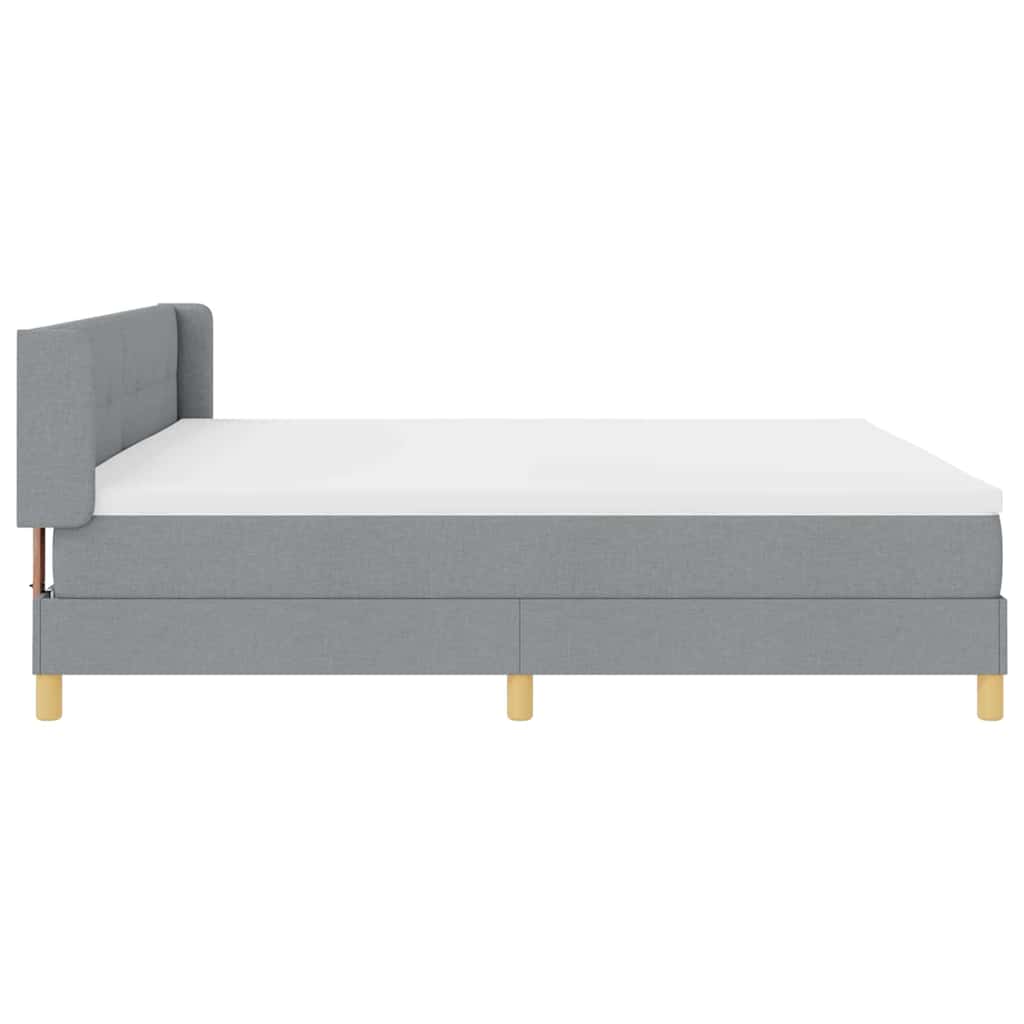 Lit à Ressorts avec matelas Gris clair 200 x 200 cm tissu
