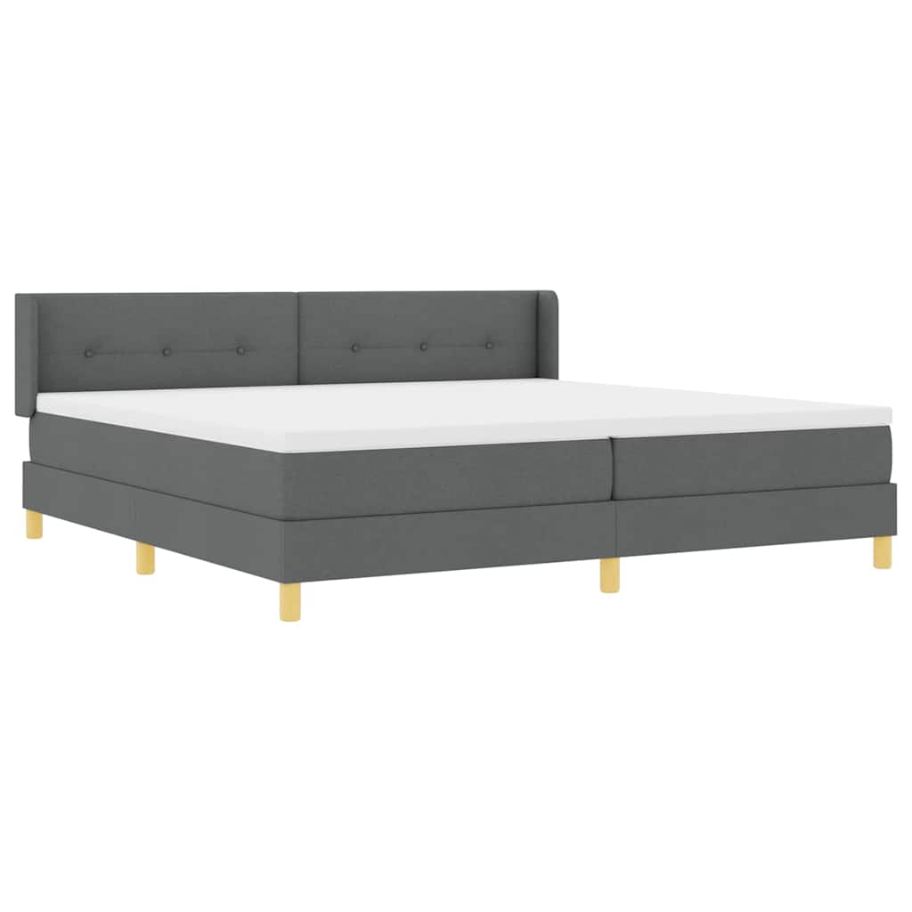 Lit à Ressorts avec matelas Gris foncé 200 x 200 cm tissu