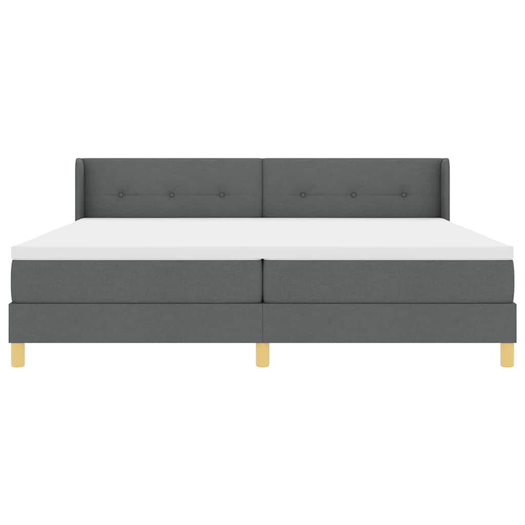 Lit à Ressorts avec matelas Gris foncé 200 x 200 cm tissu