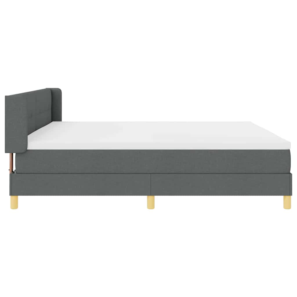 Lit à Ressorts avec matelas Gris foncé 200 x 200 cm tissu