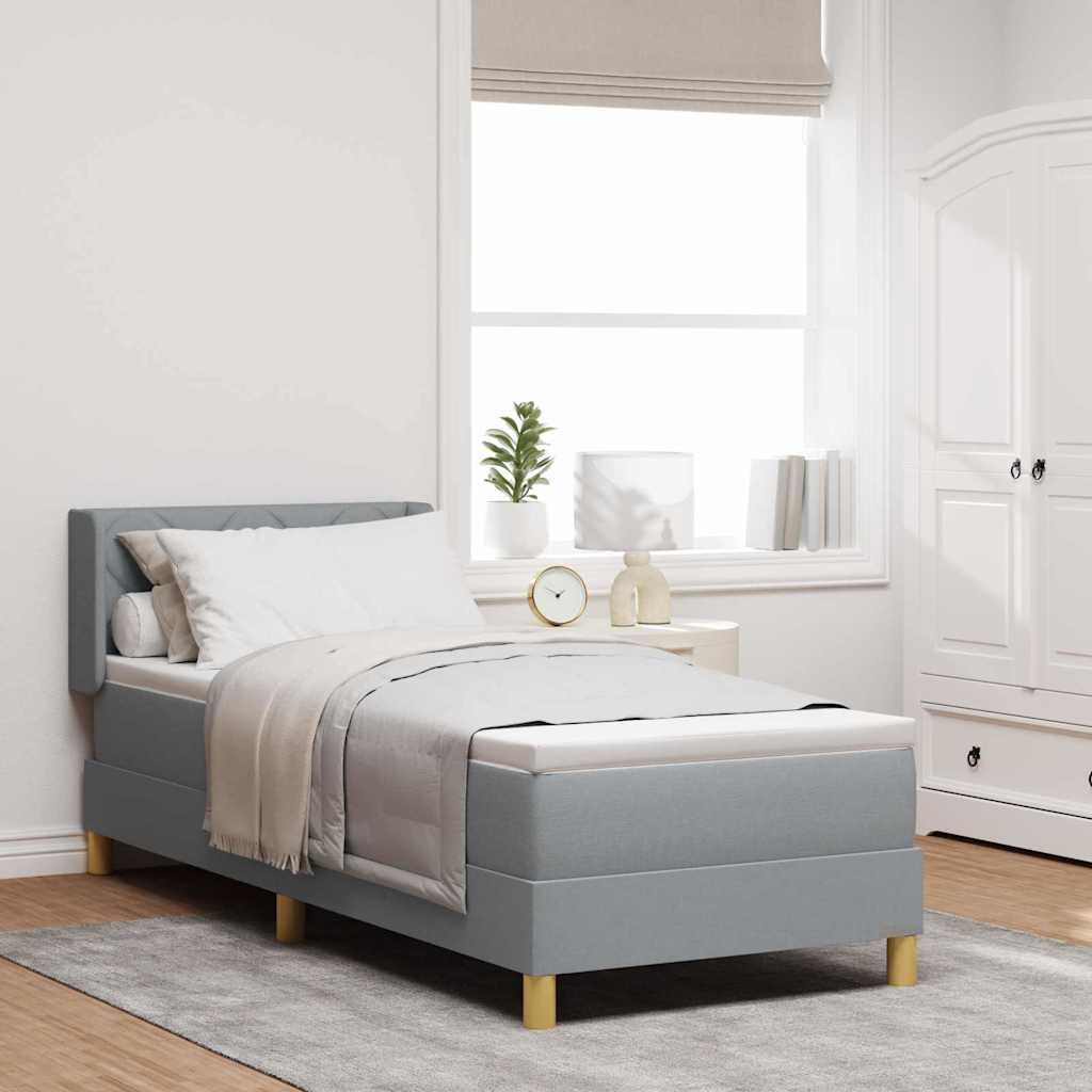 Lit à ressorts avec tête de lit Gris clair 200 x 80 cm tissu - XIOS