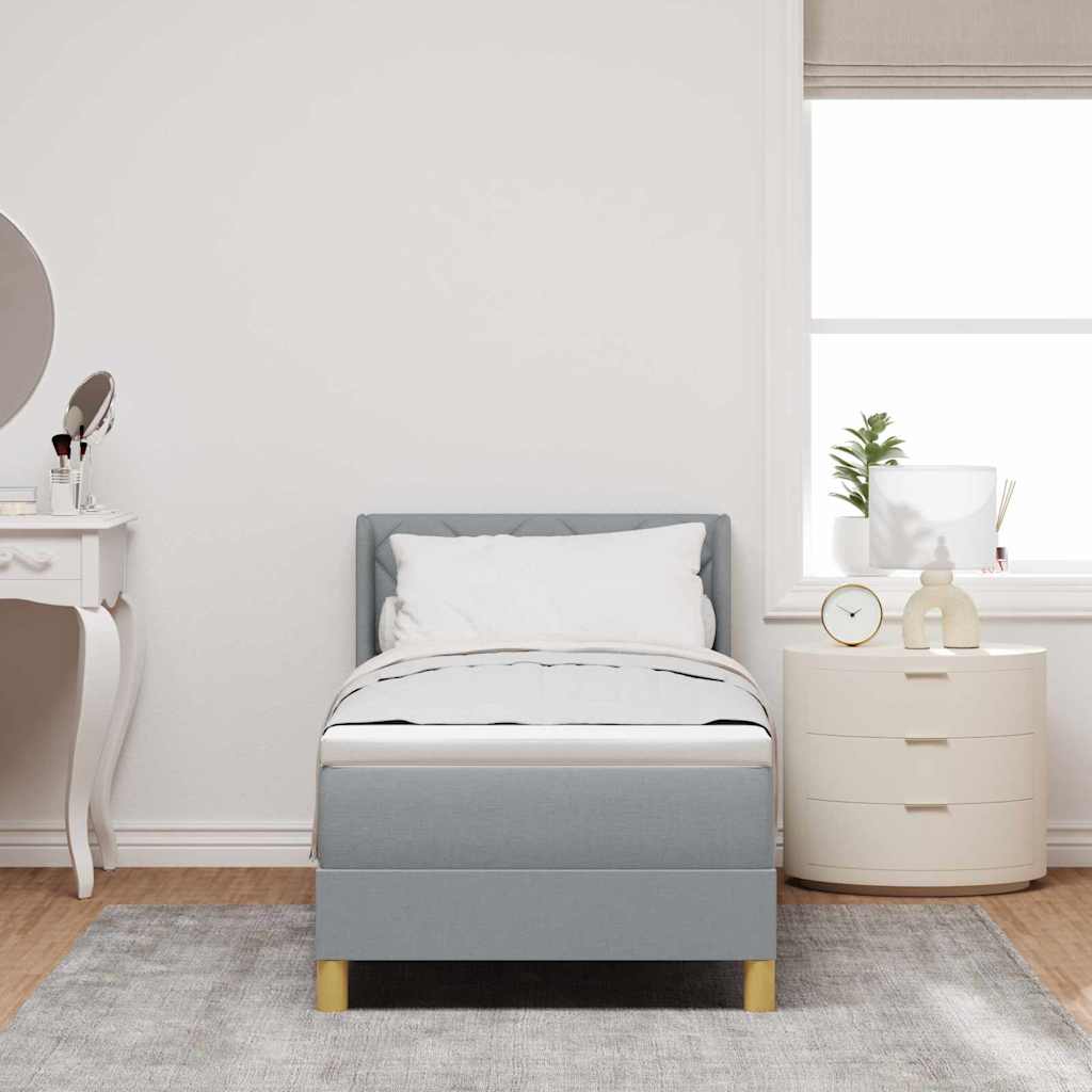 Lit à ressorts avec tête de lit Gris clair 200 x 80 cm tissu