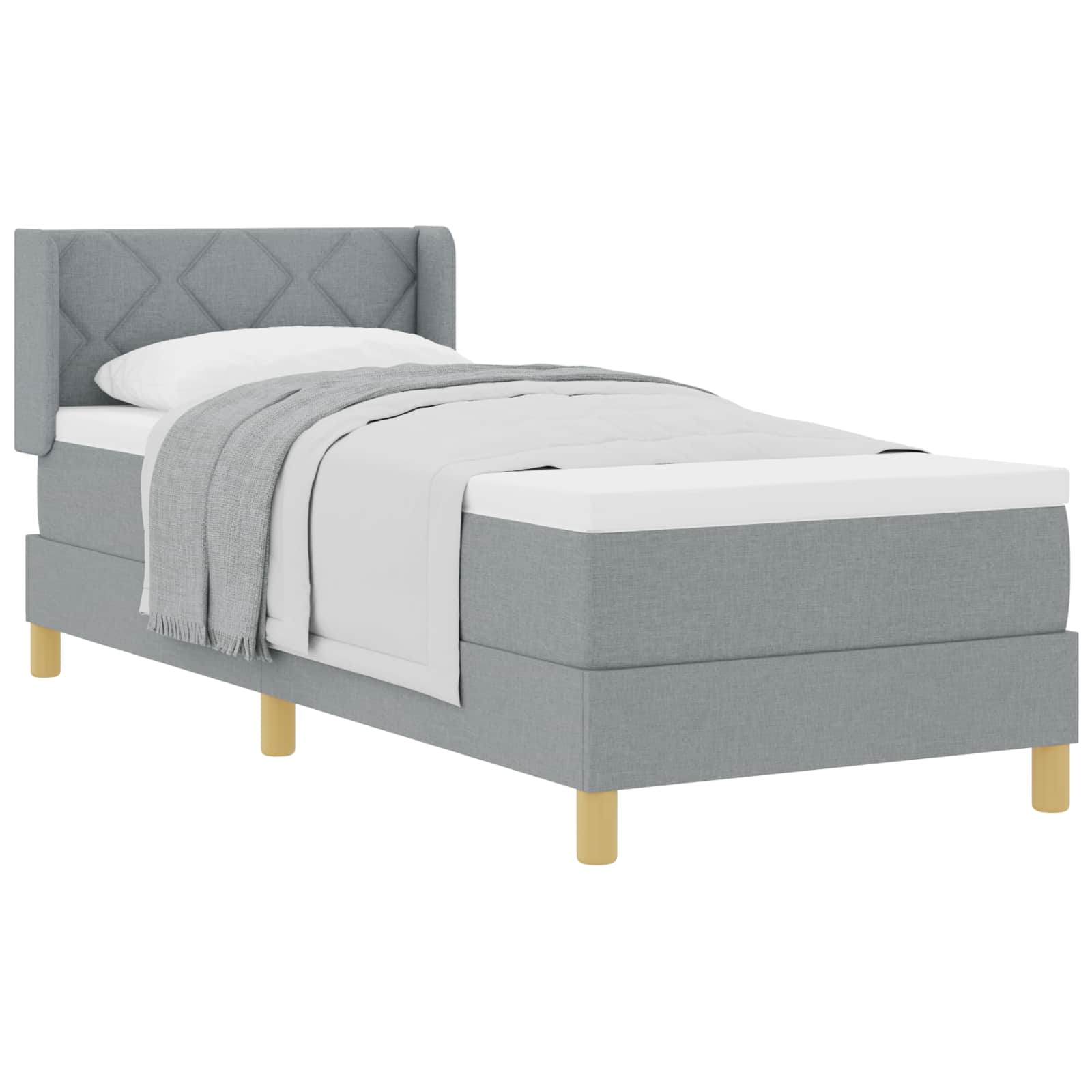 Lit à ressorts avec tête de lit Gris clair 200 x 80 cm tissu - XIOS