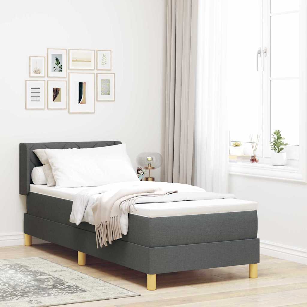 Lit à ressorts avec coussin Gris foncé 200 x 80 cm tissu - XIOS