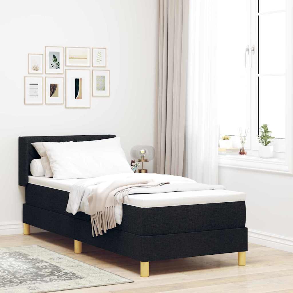 Lit à ressorts avec tête de lit Noir 200 x 80 cm tissu - XIOS