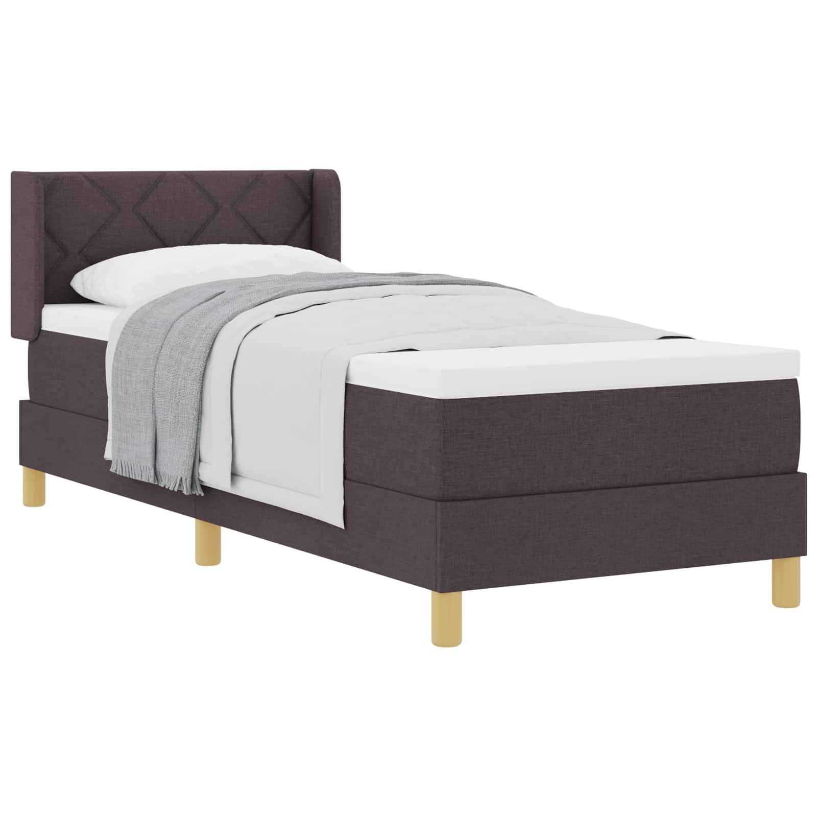 Lit à ressorts avec tête de lit Marron foncé 200 x 80 cm tissu - XIOS