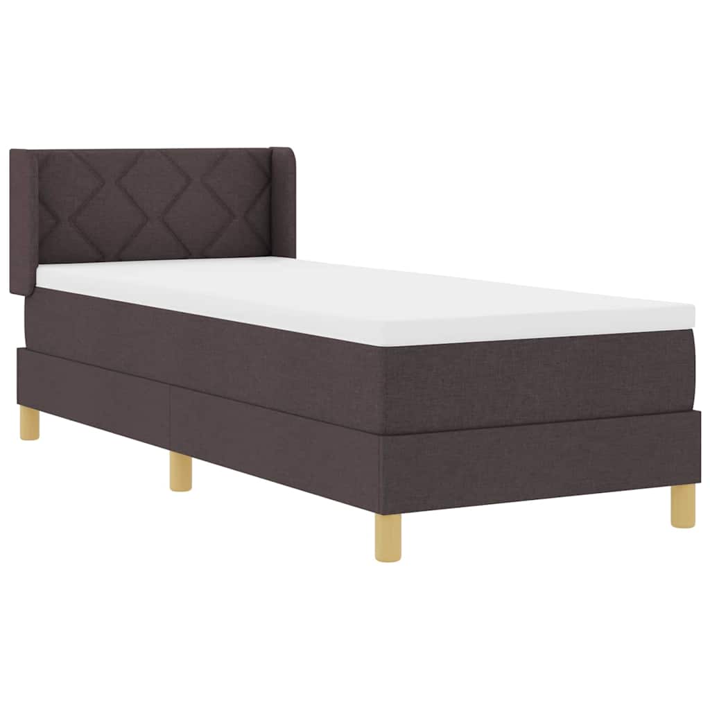 Lit à ressorts avec tête de lit Marron foncé 200 x 80 cm tissu - XIOS