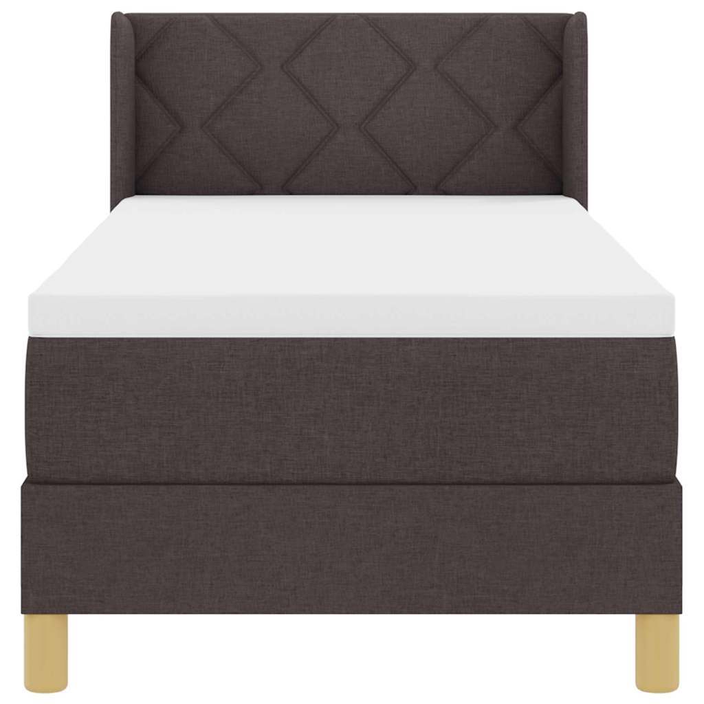 Lit à ressorts avec tête de lit Marron foncé 200 x 80 cm tissu - XIOS