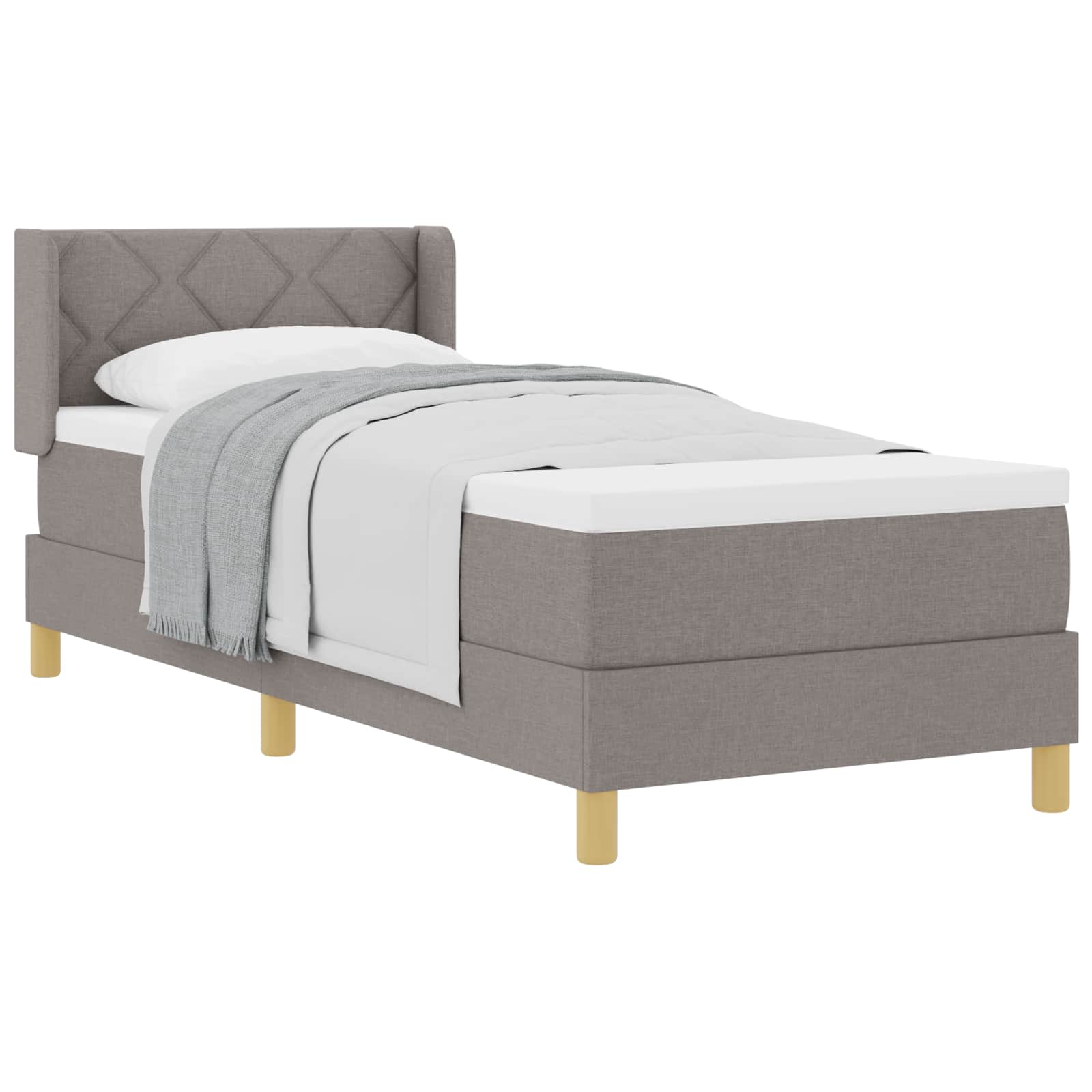 Lit à ressorts avec coussin Taupe 200 x 80 cm tissu - XIOS
