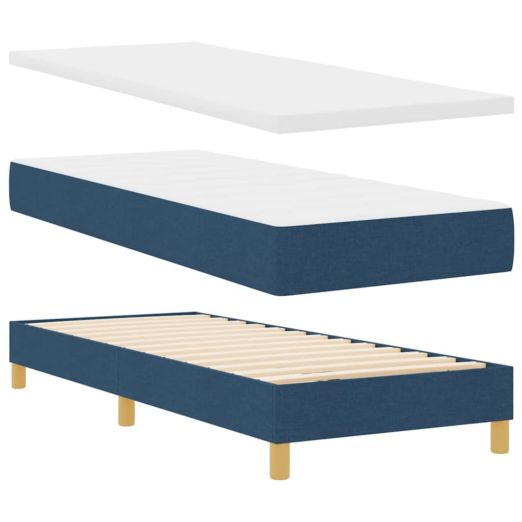 Lit à Ressorts avec matelas Bleu 80 x 200 cm tissu - XIOS