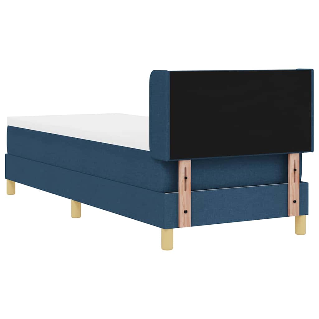 Lit à ressorts avec tête de lit Bleu 200 x 80 cm tissu - XIOS