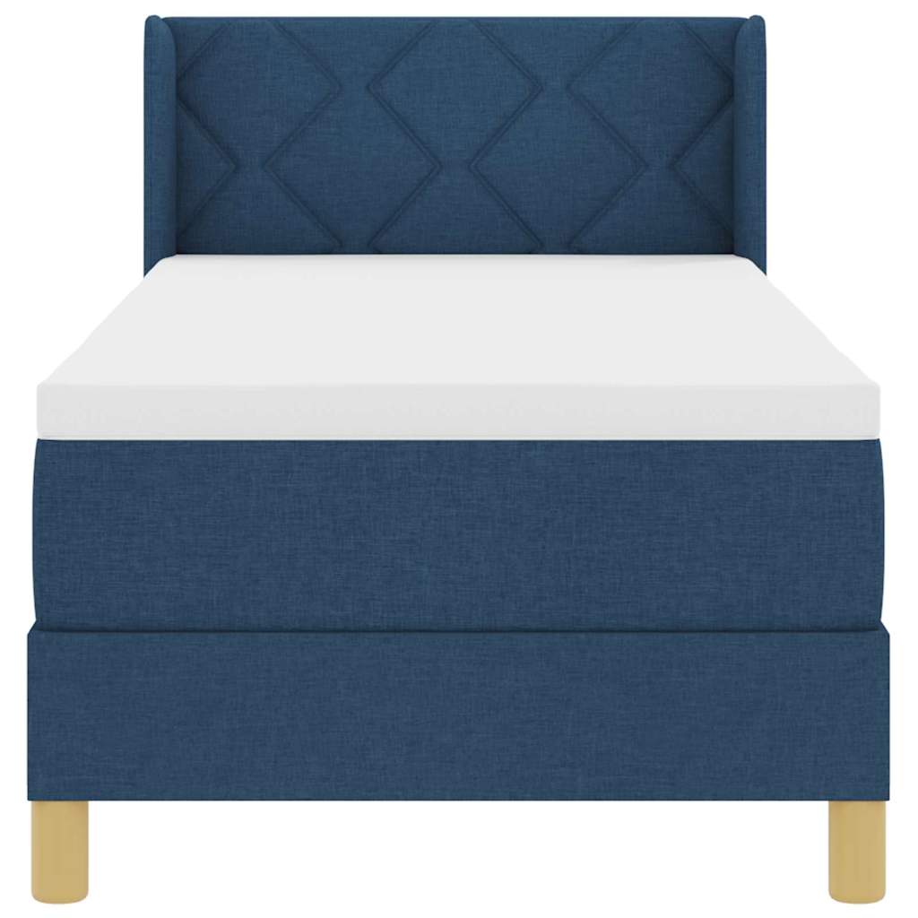 Lit à ressorts avec tête de lit Bleu 200 x 80 cm tissu - XIOS