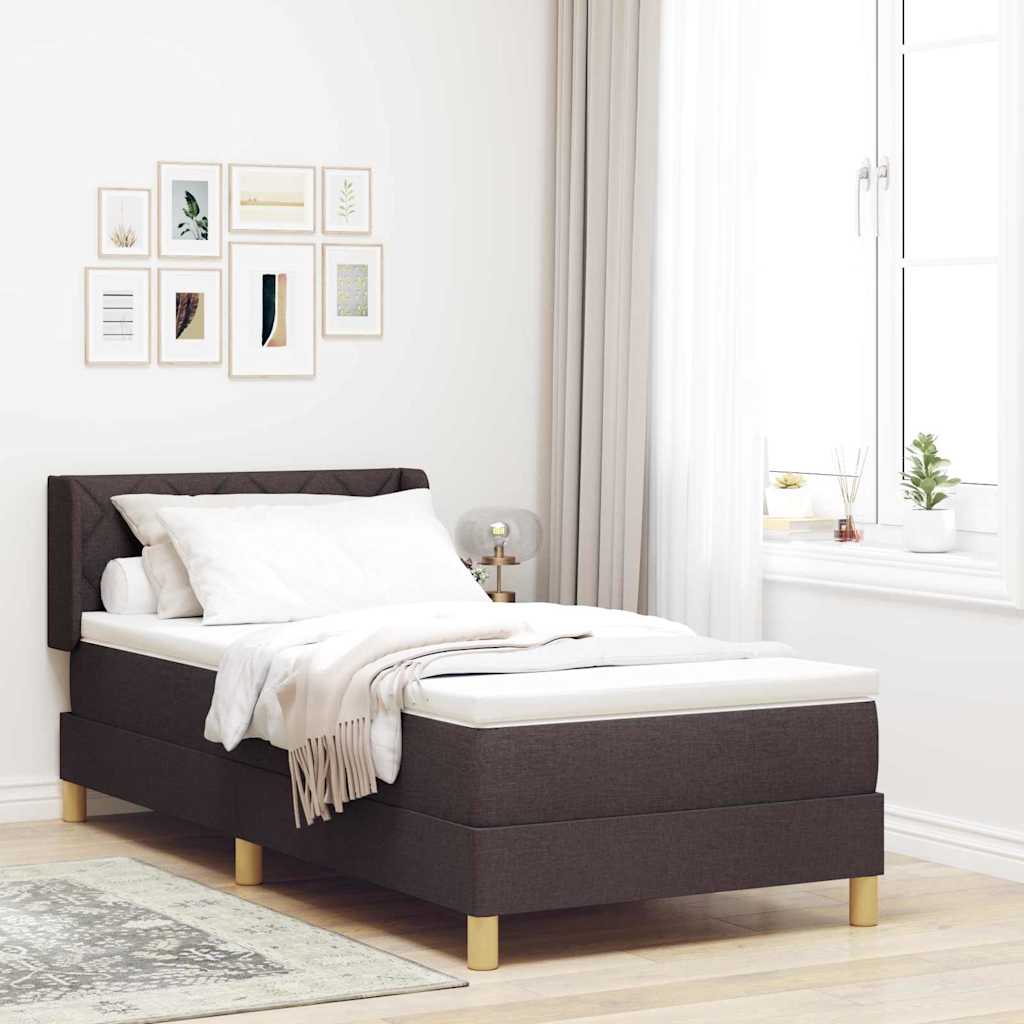 Lit à ressorts avec tête de lit Marron foncé 190 x 90 cm tissu - XIOS