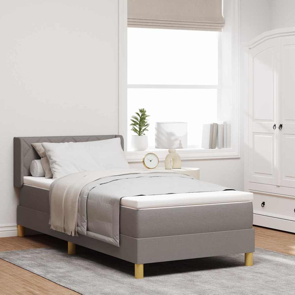 Lit à Ressorts avec matelas Taupe 90 x 190 cm tissu - XIOS