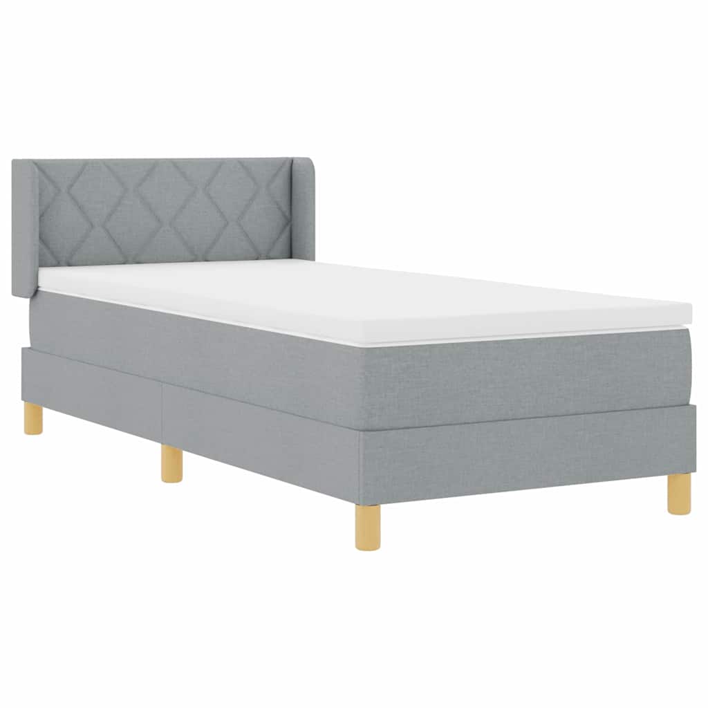 Lit à ressorts avec tête de lit Gris clair 200 x 90 cm tissu