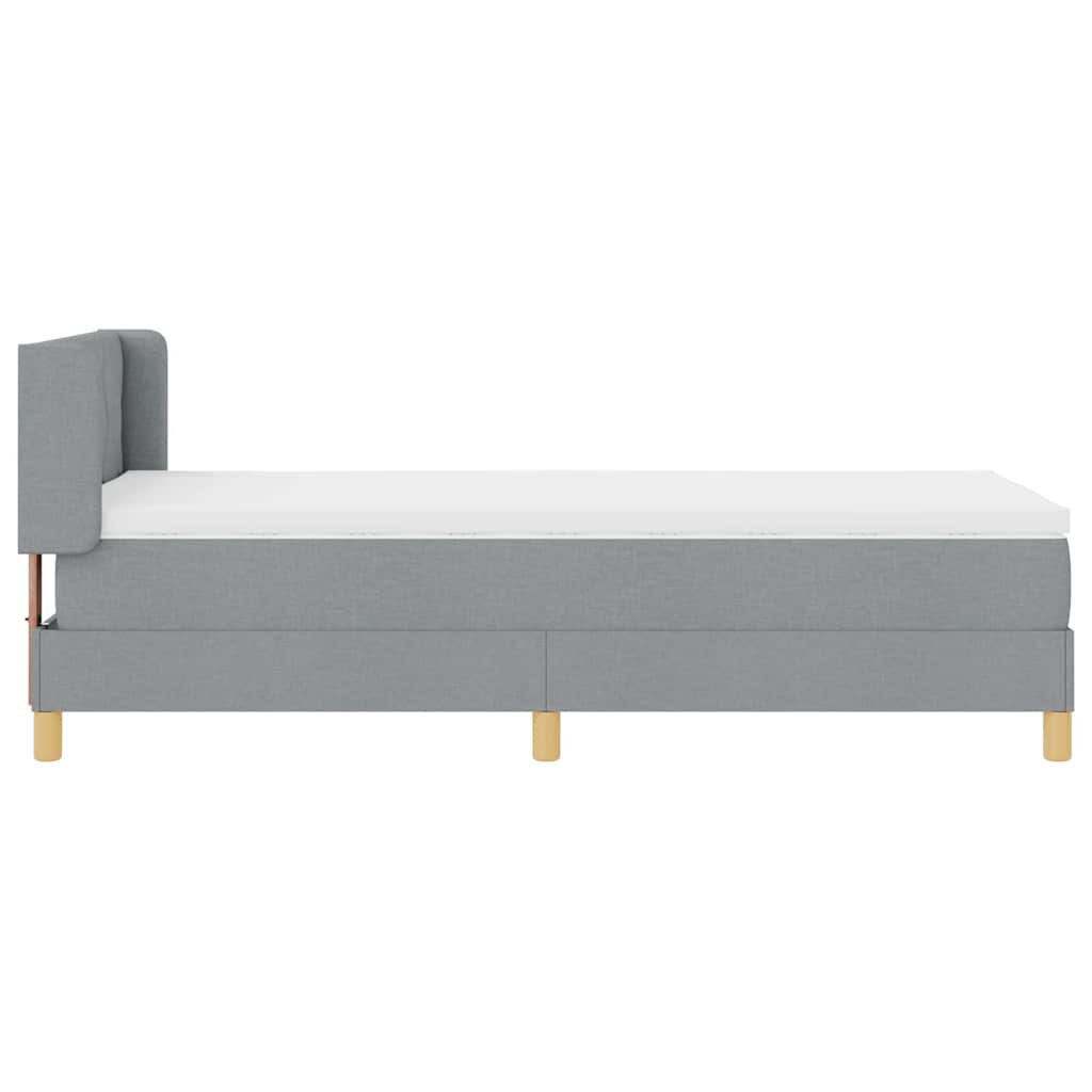 Lit à ressorts avec tête de lit Gris clair 200 x 100 cm tissu