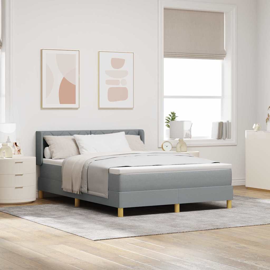 Lit à Ressorts avec matelas Gris clair 140 x 190 cm tissu - XIOS