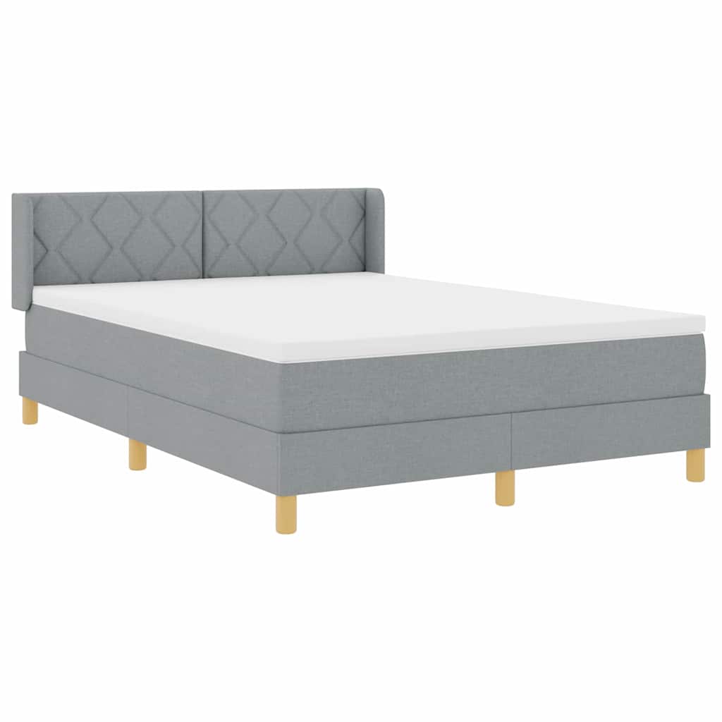 Lit à Ressorts avec matelas Gris clair 140 x 190 cm tissu - XIOS