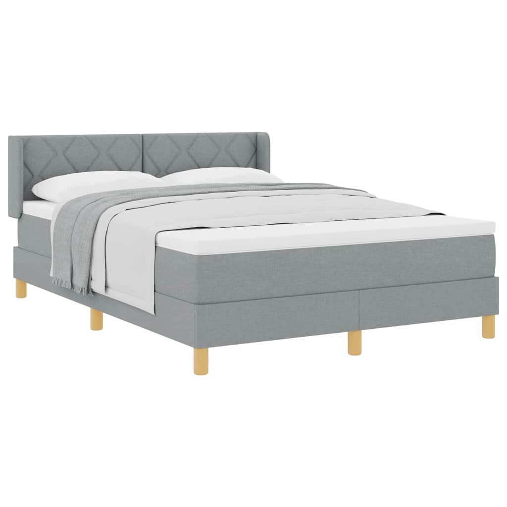 Lit à Ressorts avec matelas Gris clair 140 x 190 cm tissu - XIOS