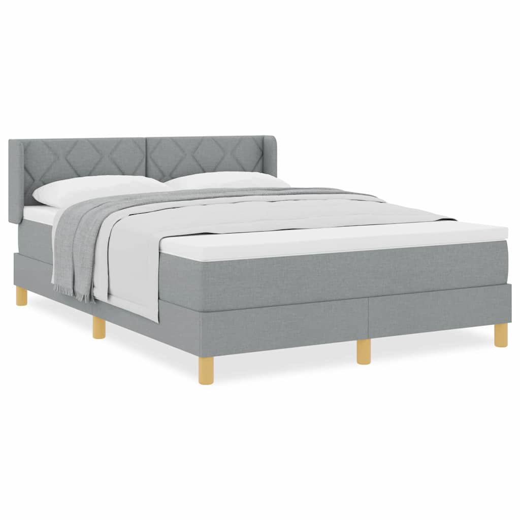 Lit à Ressorts avec matelas Gris clair 140 x 190 cm tissu - XIOS