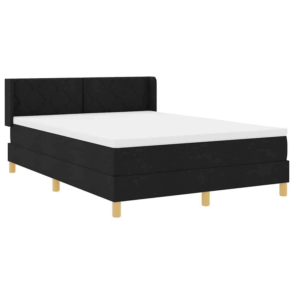 Lit à ressorts avec matelas Blanc et Noir 140 x 190 cm tissu - XIOS