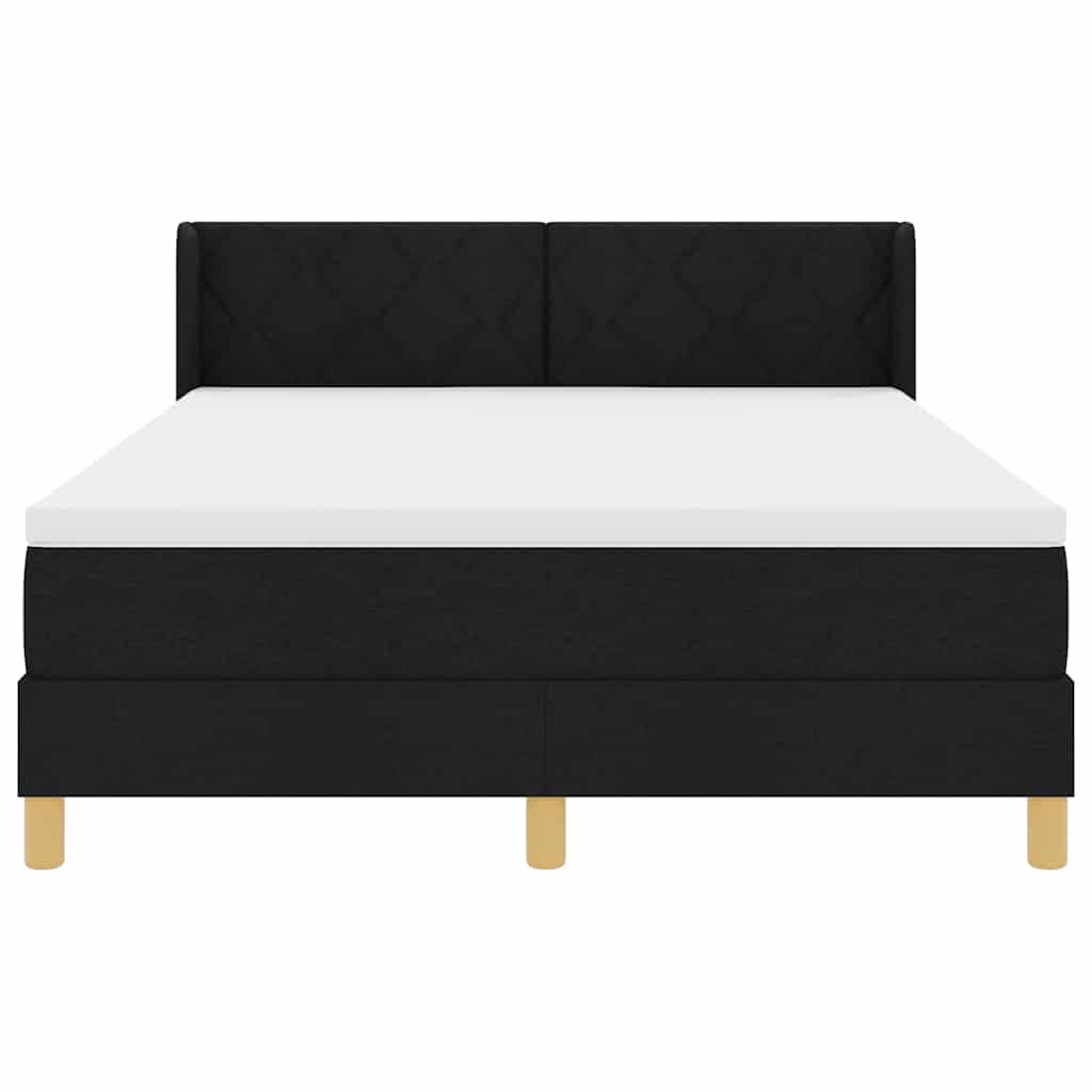 Lit à ressorts avec matelas Blanc et Noir 140 x 190 cm tissu - XIOS