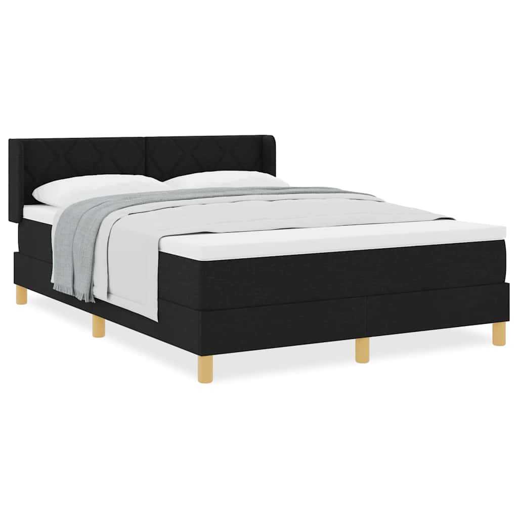 Lit à ressorts avec matelas Blanc et Noir 140 x 190 cm tissu - XIOS
