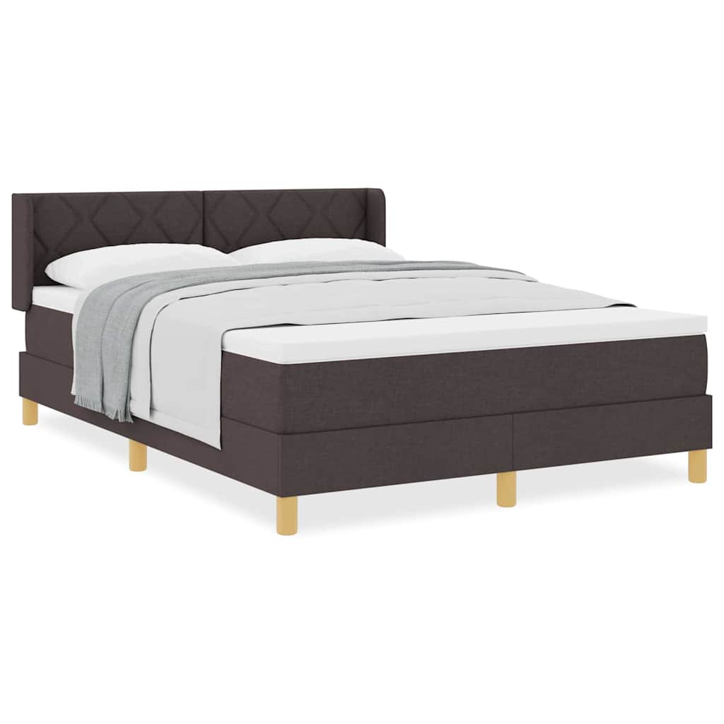 Lit à ressorts Marron foncé et Blanc 140 x 190 cm tissu - XIOS