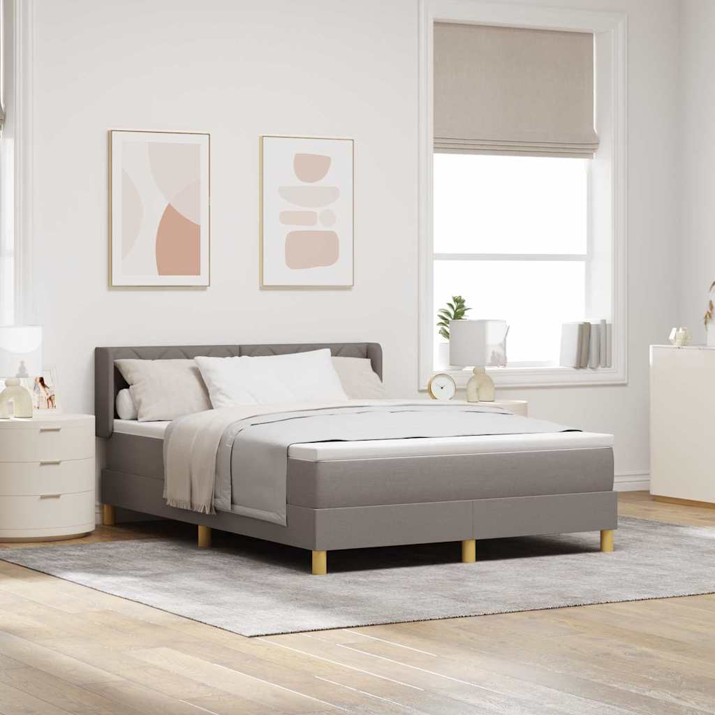 Lit à Ressorts avec matelas Taupe 140 x 190 cm tissu - XIOS